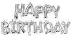 IDei Set baloane folie metalizata, Happy Birthday, argintiu