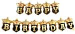 IDei Kit baloane folie, tematica Happy Birthday, negru auriu