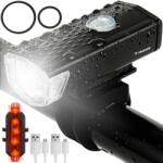 Trizand Kit far si stop bicicleta, LED, reincarcabile USB 1200 mAh, 3/7 moduri iluminare, IPX-6