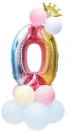IDei Balon party cifra 0, inaltime 81 cm, multicolor, set 14 bucati, material folie metalizata si latex