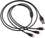 BOROFONE Cablu de date Borofone BX17 Enjoy 3 in 1 USB la Lightning MicroUSB si Type-C 1m Black (BORCBX17ELTM1BK)