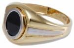 Ékszershop Bicolor fekete köves ovális arany pecsétgyűrű (1254378)