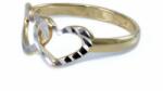 Ékszershop Bicolor vésett dupla szives arany gyűrű (1231936)