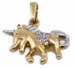 Ékszershop Pici köves bicolor unikornis arany medál (1193535)
