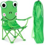 ModernHome Összecsukható gyermek kemping szék hordozó táskával, béka mintával, zöld