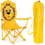 ModernHome Összecsukható gyermek kemping szék hordozó táskával, oroszlán mintával, sárga