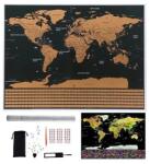 Malatec Kaparós világtérkép nagyítós vonalzóval, jelzőszöggekkel, matricákkal, 82 x 59 cm
