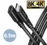 AXAGON Cablu prelungitor USB type C 3.2 Gen2 T-M 8K60Hz 240W brodat 0.5m, AXAGON BUCM32-CF05AB (BUCM32-CF05AB)