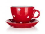 BANQUET Teás csésze alátéttel piros pöttyös 290 ml 60223089 (60223089)