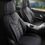 Panda Set Huse Scaune Auto pentru Skoda Scala - Panda Toronto, tip Alcantara, cu fermoare pentru bancheta rabatabila, negru gri, 11 piese