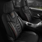Panda Set Huse Scaune Auto pentru Suzuki SX4 - Panda Toronto, tip Alcantara, cu fermoare pentru bancheta rabatabila, negru cu cusatura rosie, 11 piese