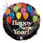  46 cm-es Happy New Year feliratú lufis hologrammos fólia lufi 6934