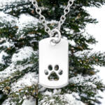  Lézerrel Vágott Mancs Nyom, Téglalap Ezüst Medál- Ezüst Nyaklánc