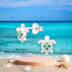  Teknősbéka Ezüst Stift Fülbevaló Cirkónia Kövekkel