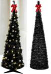 IDei Brad artificial de Craciun pop-up, decorat cu luminite si globuri, inaltime 180 cm, alb-negru