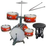 Procart Set 5 tobe jazz pentru copii, tobe muzicale pentru copii 5 ani+, include chimbal, bete si scaun, 57x40x50cm Instrument muzical de jucarie