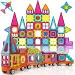 Procart Set magnetic, constructie tren, jucarie DIY cu 71 piese, diverse forme geometrice, multicolor Jucarii de constructii magnetice