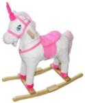  Balansoar Unicorn, sunete si miscare, inaltime 75 cm, manere laterale, alb roz Balansoar calut