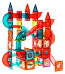  Set magnetic constructii, 145 piese multicolore, tobogan cu bile, jucatori multiplii, cutie depozitare Jucarii de constructii magnetice
