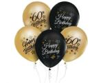  Színes Happy Birthday 60 Gold-Black léggömb, lufi 5 db-os 12 inch (30 cm) (MLG147704) - mesesajandek