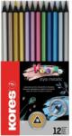 Kores KOLORES STYLE színes ceruza készlet, háromszögletű, 12 metál szín