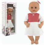 Jakro Doll / Baby Hamiro kacsintás 50 cm, tömör test, fehér ruha + piros pöttyös