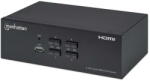 Manhattan Switch Manhattan HDMI KVM Switch 4-Port, 4K@30Hz, USB-A/3.5mm Audio/Mic Connections, Cables included, Audio Support, Control 4x computers from one pc/mouse/screen, USB Powered, Black, Three Year Warra