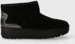 Tommy Hilfiger bocanci de piele METALLIC SUEDE SNOWBOOT culoarea negru, FW0FW07850 PPYH-OBD0PZ_99X