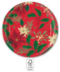  Karácsonyi Holly Poinsettia papírtányér 8 db-os 23 cm FSC (PNN95380) - mesesajandek