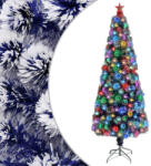 vidaXL Fehér és kék száloptikás műkarácsonyfa LED fénnyel 210 cm 328458