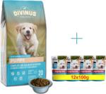 DIVINUS Puppy pentru căței 20 kg + Frendi Bucăți în sos delicat cu miel 12x100g