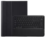 Samsung X610, X616B Galaxy Tab S9 FE+ tablet fliptok, erősített, TPU, bluetooth-os billentyűzettel, stylus kivágássa, fekete