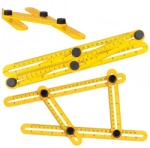 Verk Group Állítható négyoldalas vonalzó, szögmásoló sablon, sárga