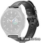 DUX DUCIS okosóra szíj - FEKETE - valódi bőr, 121+88mm hosszú, 20mm széles - SAMSUNG Galaxy Watch 42mm / Amazfit GTS / Galaxy Watch3 41mm / HUAWEI Watch GT 2 42mm / Galaxy Watch Active / Active 2