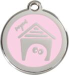 Red Dingo Rozsdamentes kutyaház mintás acél biléta rózsaszín - falatozoo