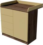  Tomi Duo 1 ajtós, 4 fiókos 90-es pelenkázó szekrény PUSH OPEN rendszerrel - Sötét sonoma/bézs