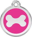 Red Dingo Rozsdamentes vízsz. csont mintás acél biléta hot pink - falatozoo