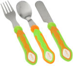 Vital Baby - Set de tacâmuri din otel inoxidabil de 3 piese pentru copii, Orange - Green (492055-23) Set pentru masa bebelusi