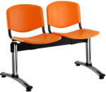  ISO műanyag pad, 2 üléses - króm lábak, narancssárga