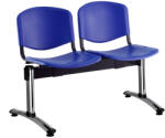  ISO műanyag pad, 2 üléses - króm lábak, kék