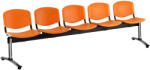  ISO műanyag pad, 5 üléses - króm lábak, narancssárga