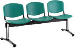  ISO műanyag pad, 3 üléses - króm lábak, zöld