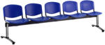  ISO műanyag pad, 5 üléses - króm lábak, kék