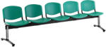  ISO műanyag pad, 5 üléses - króm lábak, zöld