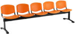  ISO műanyag pad, 5 üléses - fekete lábak, narancssárga