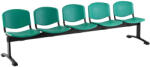  ISO műanyag pad, 5 üléses - fekete lábak, zöld