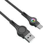 Foneng X59 USB to USB-C cable, LED, 3A, 1m (black) (29927) - 24mag