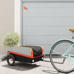 vidaXL fekete-narancssárga vas kerékpár-utánfutó 30 kg (94033) - vidaxl