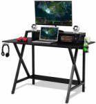 Gamer Asztal - Fekete - 134x58 cm - Extrák (ma1318)