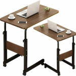  MUVU Laptop asztal, barna és fekete, állítható magasságú, mobil íróasztal, MUVU
